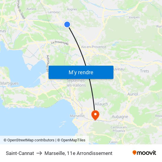 Saint-Cannat to Marseille, 11e Arrondissement map