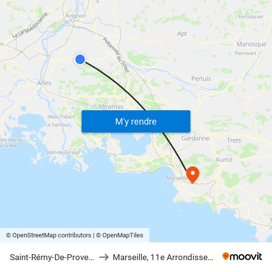 Saint-Rémy-De-Provence to Marseille, 11e Arrondissement map