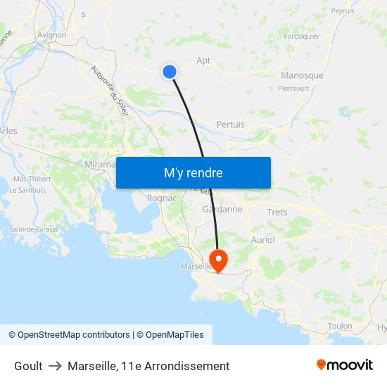 Goult to Marseille, 11e Arrondissement map