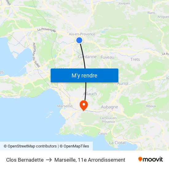 Clos Bernadette to Marseille, 11e Arrondissement map