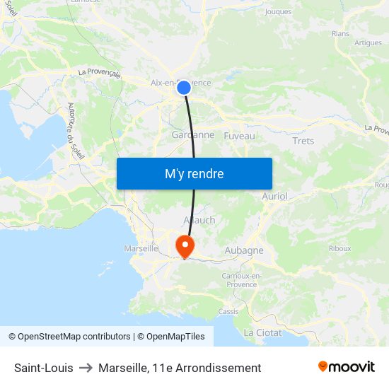 Saint-Louis to Marseille, 11e Arrondissement map