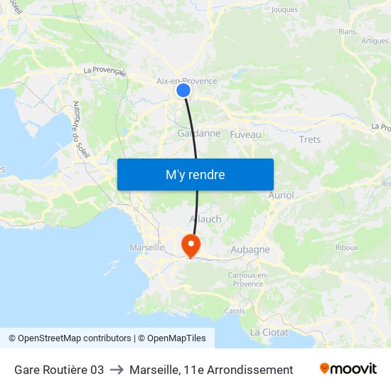 Gare Routière 03 to Marseille, 11e Arrondissement map