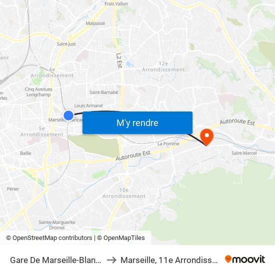 Gare De Marseille-Blancarde to Marseille, 11e Arrondissement map
