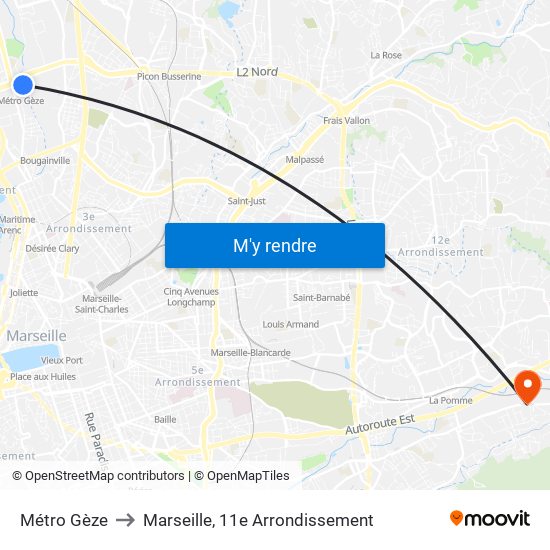 Métro Gèze to Marseille, 11e Arrondissement map