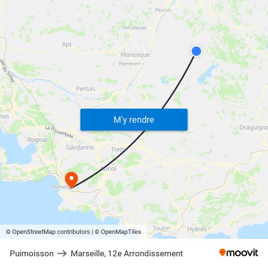 Puimoisson to Marseille, 12e Arrondissement map