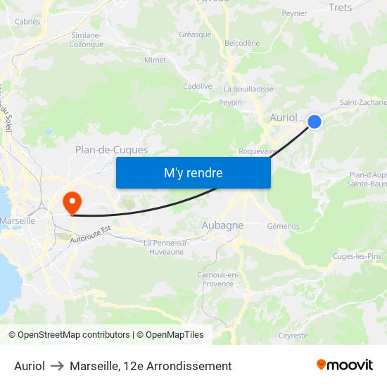 Auriol to Marseille, 12e Arrondissement map
