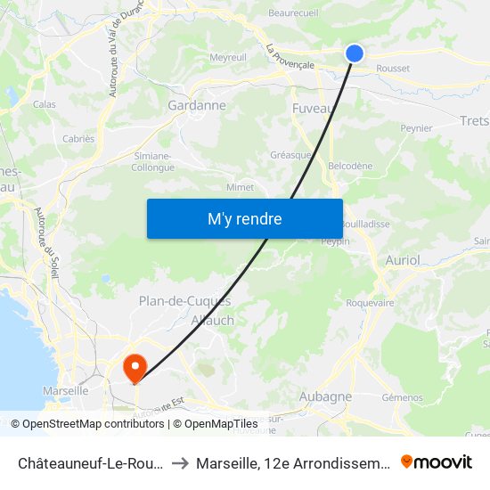 Châteauneuf-Le-Rouge to Marseille, 12e Arrondissement map