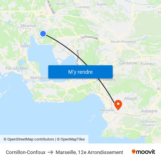 Cornillon-Confoux to Marseille, 12e Arrondissement map