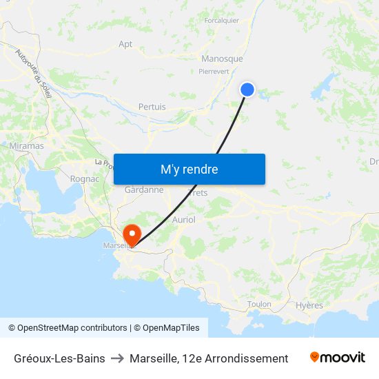 Gréoux-Les-Bains to Marseille, 12e Arrondissement map