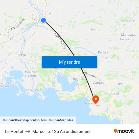 Le Pontet to Marseille, 12e Arrondissement map