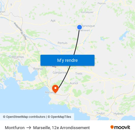 Montfuron to Marseille, 12e Arrondissement map