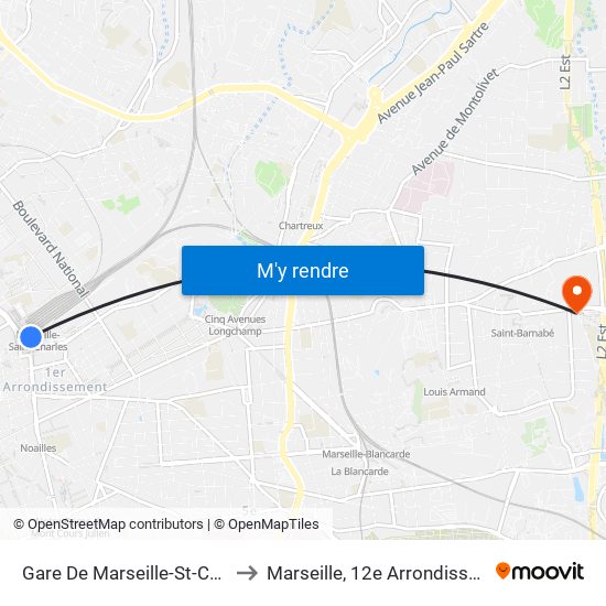 Gare De Marseille-St-Charles to Marseille, 12e Arrondissement map
