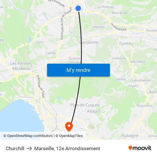 Churchill to Marseille, 12e Arrondissement map
