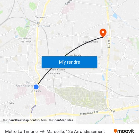 Métro La Timone to Marseille, 12e Arrondissement map