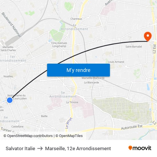 Salvator Italie to Marseille, 12e Arrondissement map