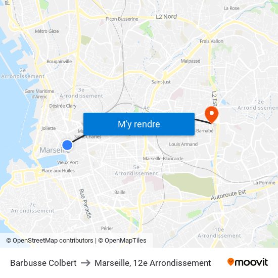 Barbusse Colbert to Marseille, 12e Arrondissement map