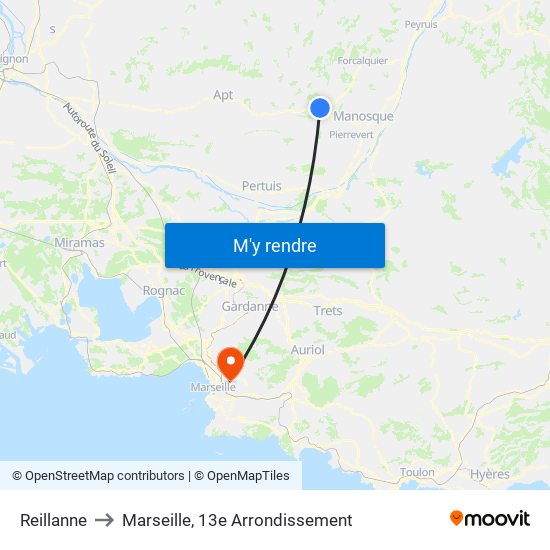 Reillanne to Marseille, 13e Arrondissement map