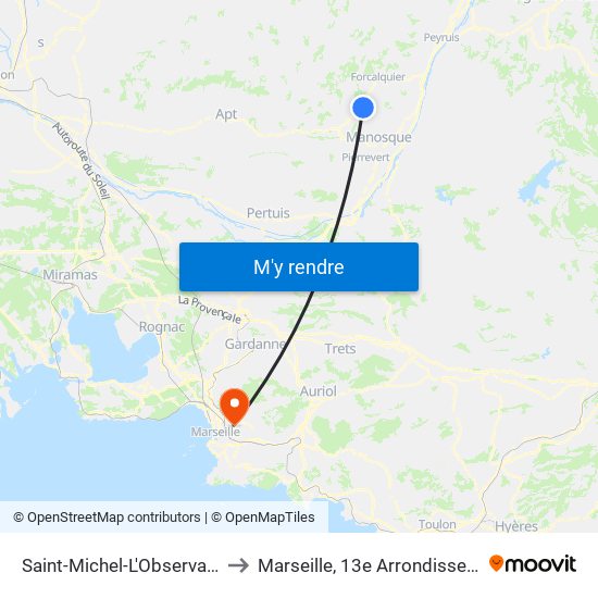 Saint-Michel-L'Observatoire to Marseille, 13e Arrondissement map