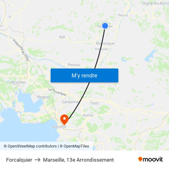 Forcalquier to Marseille, 13e Arrondissement map