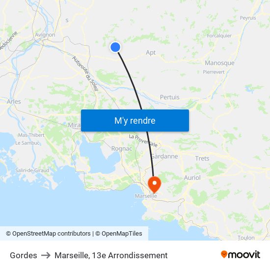 Gordes to Marseille, 13e Arrondissement map