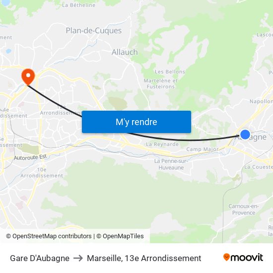 Gare D'Aubagne to Marseille, 13e Arrondissement map