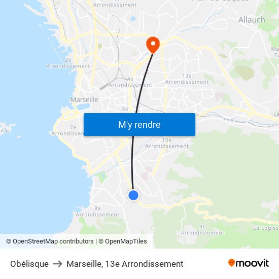 Obélisque to Marseille, 13e Arrondissement map