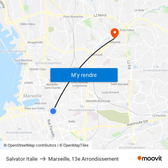 Salvator Italie to Marseille, 13e Arrondissement map