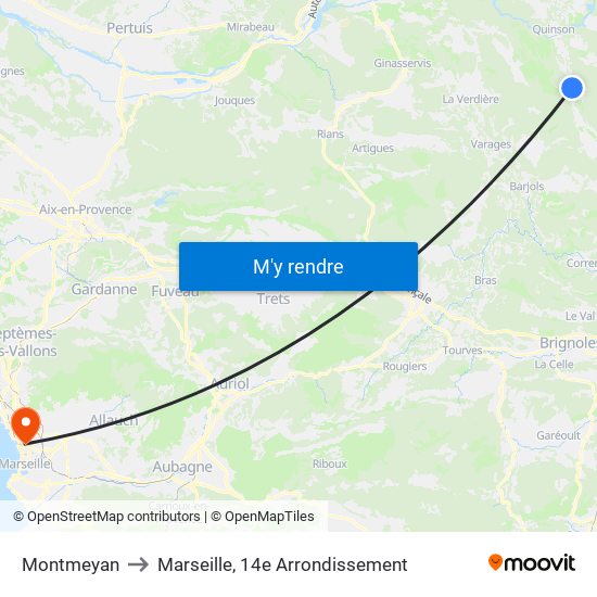 Montmeyan to Marseille, 14e Arrondissement map