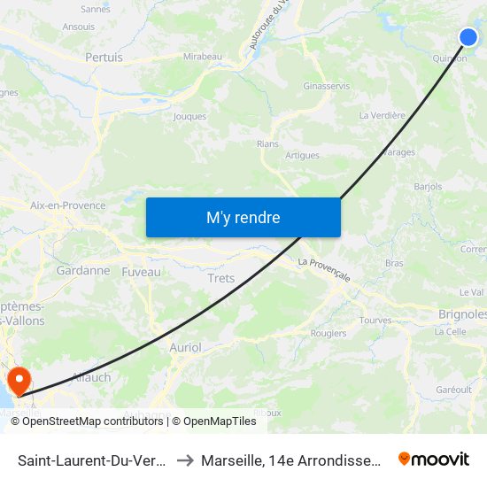 Saint-Laurent-Du-Verdon to Marseille, 14e Arrondissement map