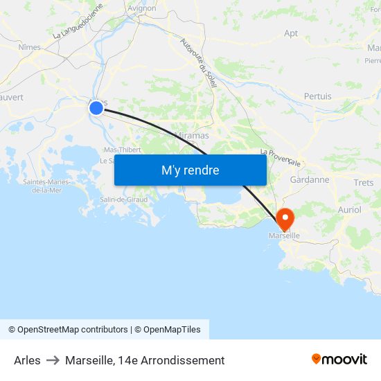 Arles to Marseille, 14e Arrondissement map