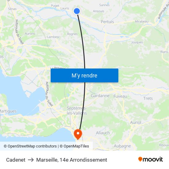 Cadenet to Marseille, 14e Arrondissement map