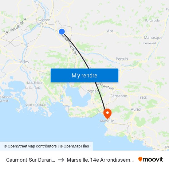 Caumont-Sur-Durance to Marseille, 14e Arrondissement map