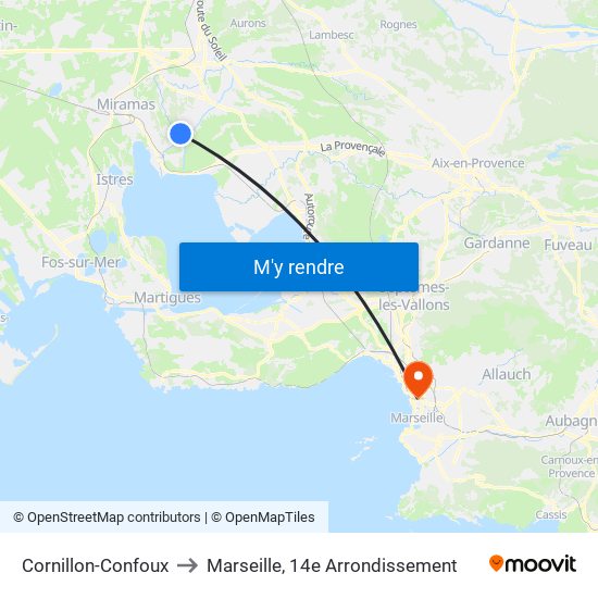 Cornillon-Confoux to Marseille, 14e Arrondissement map