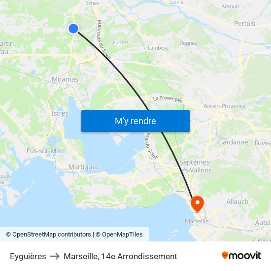 Eyguières to Marseille, 14e Arrondissement map