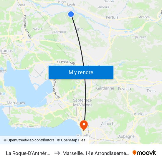 La Roque-D'Anthéron to Marseille, 14e Arrondissement map