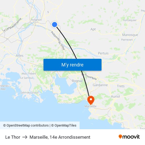 Le Thor to Marseille, 14e Arrondissement map
