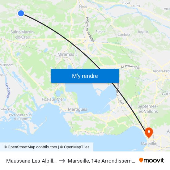 Maussane-Les-Alpilles to Marseille, 14e Arrondissement map