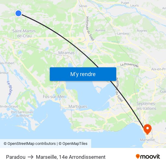 Paradou to Marseille, 14e Arrondissement map