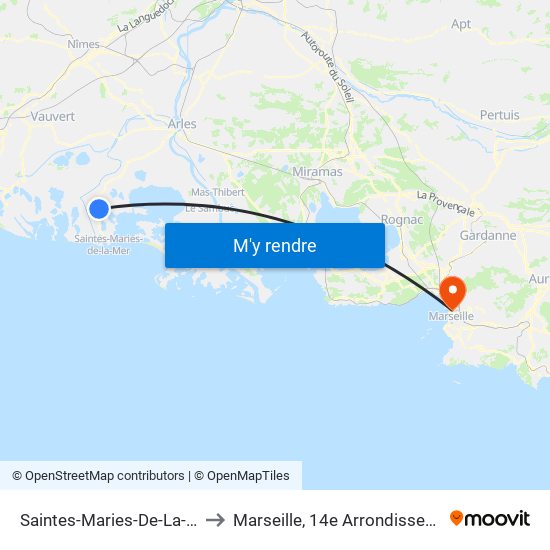 Saintes-Maries-De-La-Mer to Marseille, 14e Arrondissement map