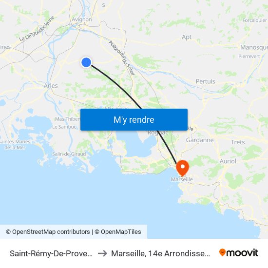 Saint-Rémy-De-Provence to Marseille, 14e Arrondissement map