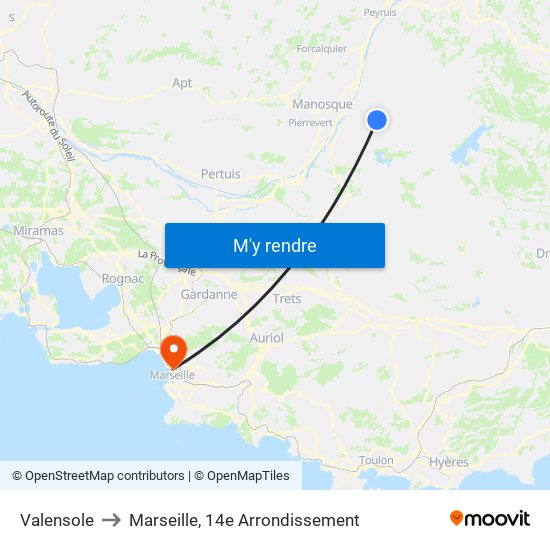 Valensole to Marseille, 14e Arrondissement map