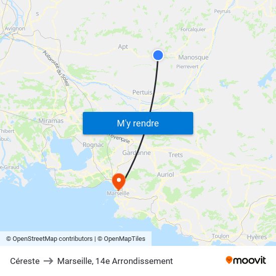 Céreste to Marseille, 14e Arrondissement map