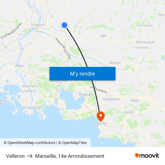 Velleron to Marseille, 14e Arrondissement map