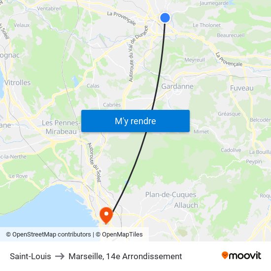 Saint-Louis to Marseille, 14e Arrondissement map