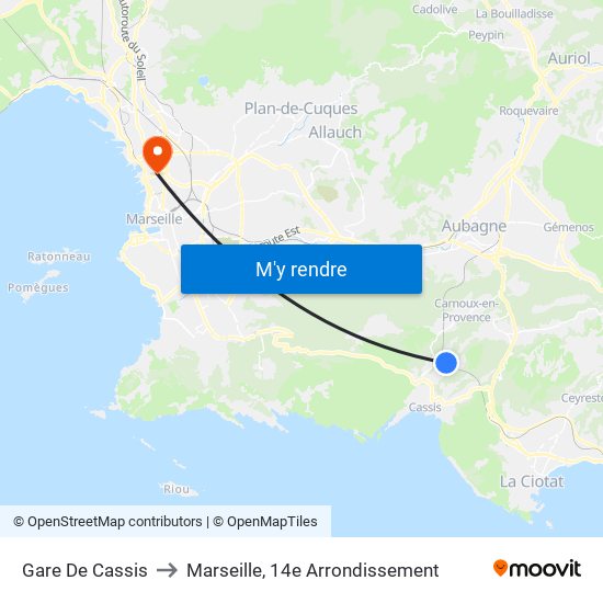 Gare De Cassis to Marseille, 14e Arrondissement map