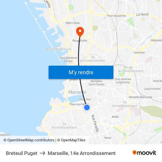 Breteuil Puget to Marseille, 14e Arrondissement map