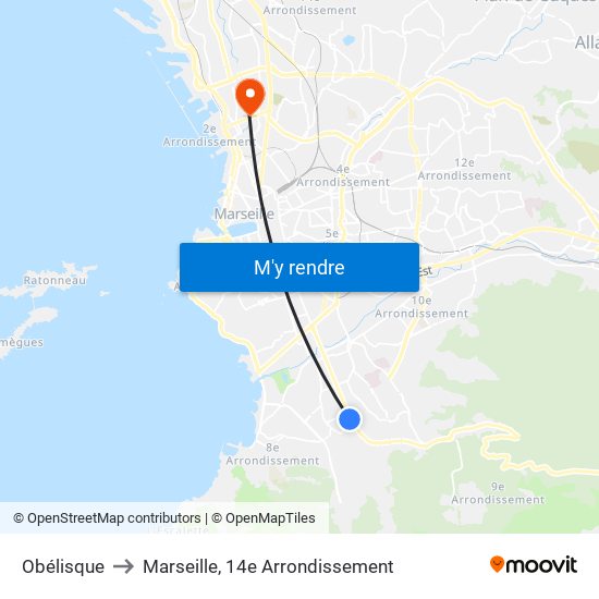 Obélisque to Marseille, 14e Arrondissement map