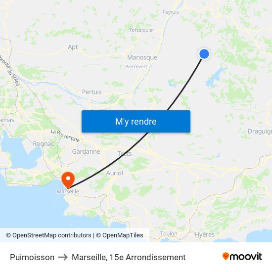 Puimoisson to Marseille, 15e Arrondissement map