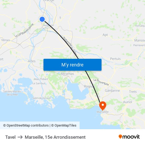 Tavel to Marseille, 15e Arrondissement map