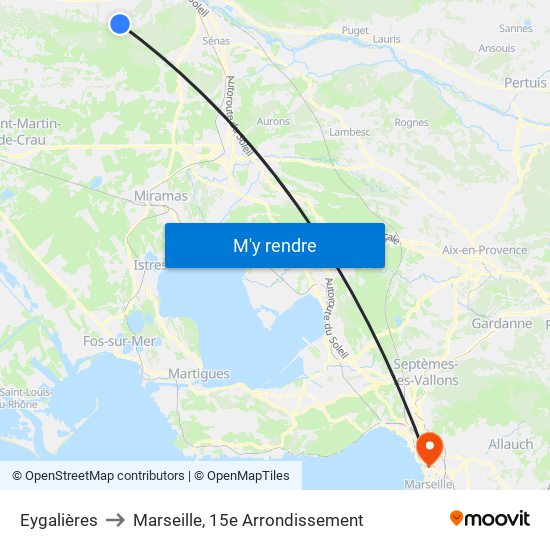 Eygalières to Marseille, 15e Arrondissement map